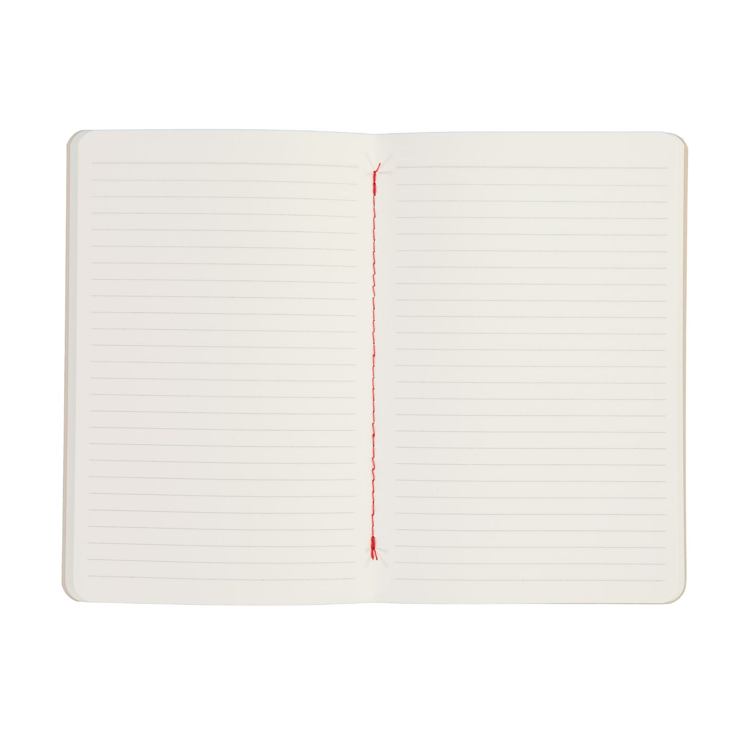 Open notebook with lined pages on a white background