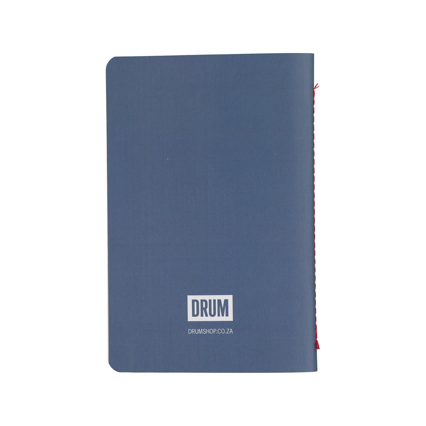 Blue notebook with 'DRUM' logo on a white background