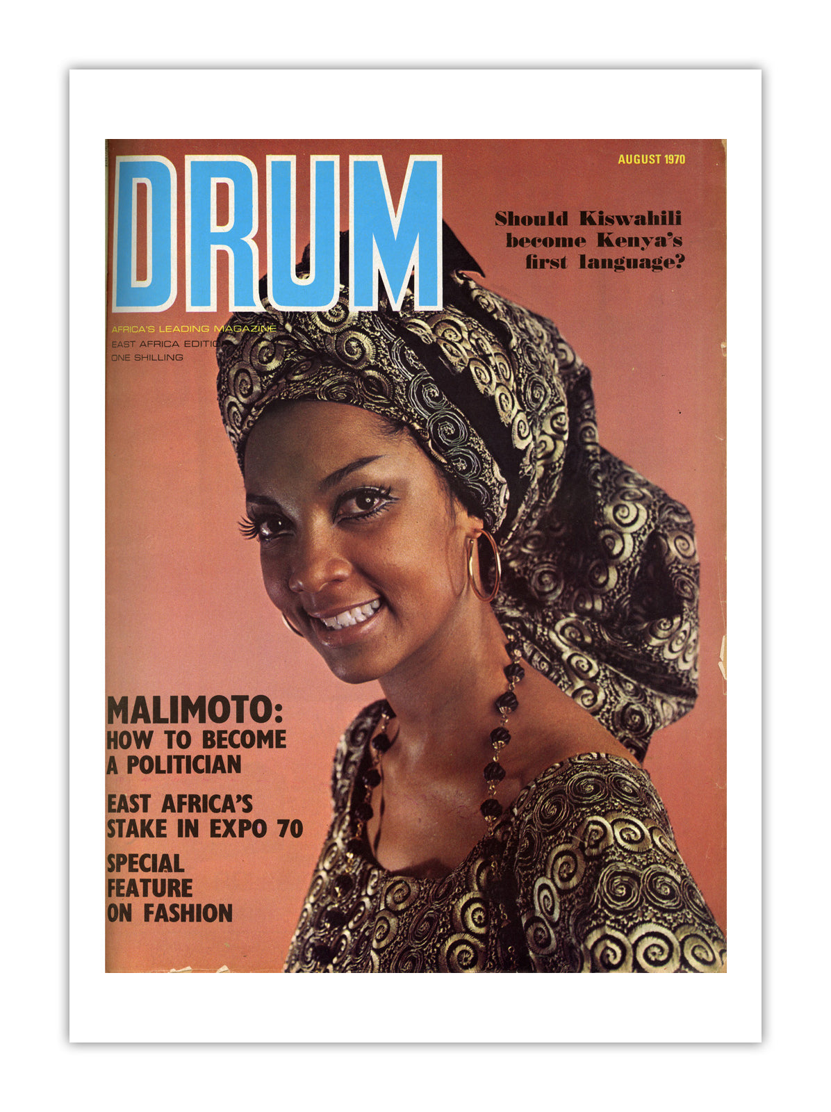 East Africa Drum Magazine cover, August 1970 – archival poster print
