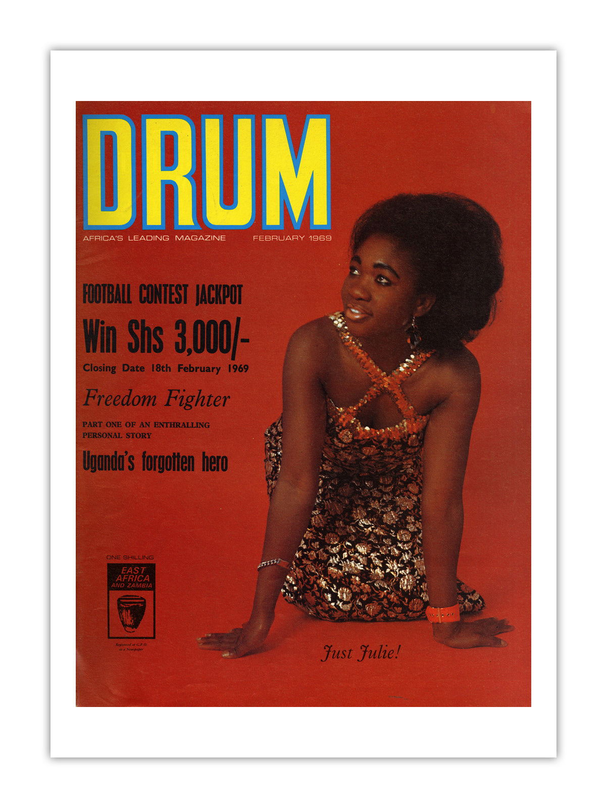 East Africa Drum Magazine cover, February 1969 – archival poster print