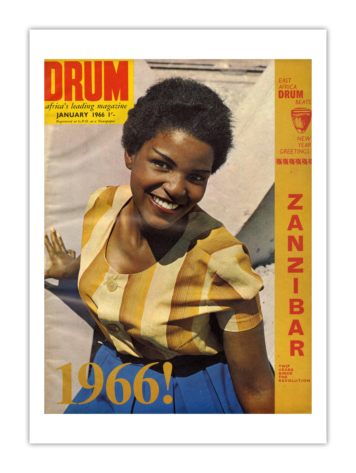 East Africa Drum Magazine cover, January 1966 – archival poster print