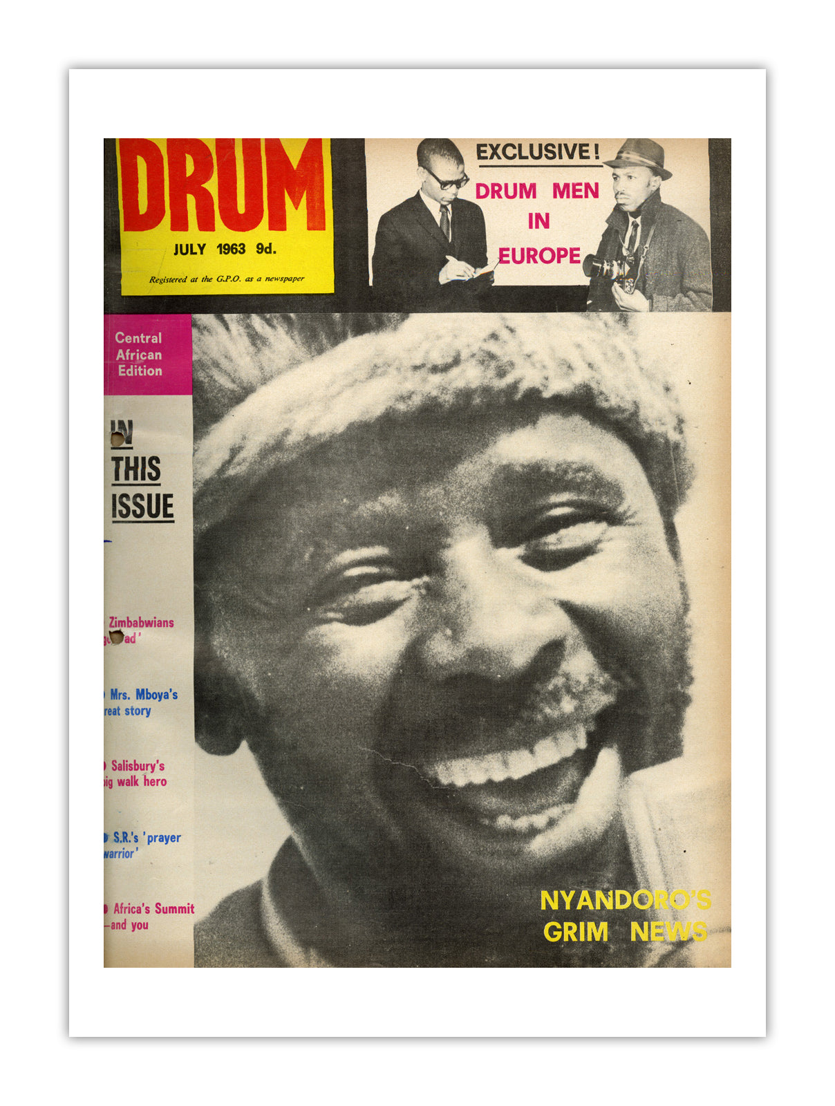 East Africa Drum Magazine cover, July 1963 – archival poster print