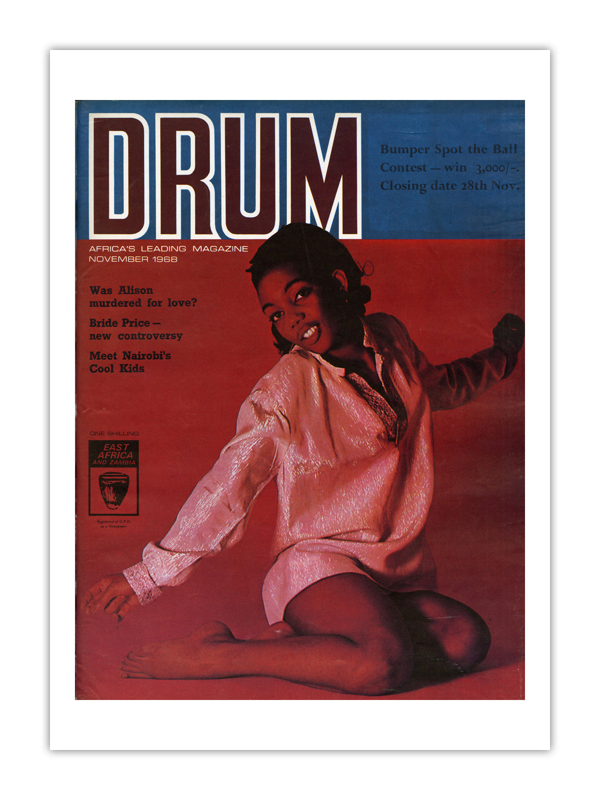 East Africa Drum Magazine cover, November 1968 – archival poster print