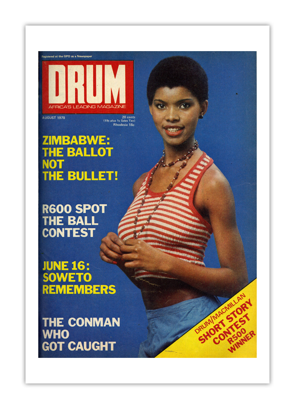 South Africa Drum Magazine cover, August 1978 – archival poster print