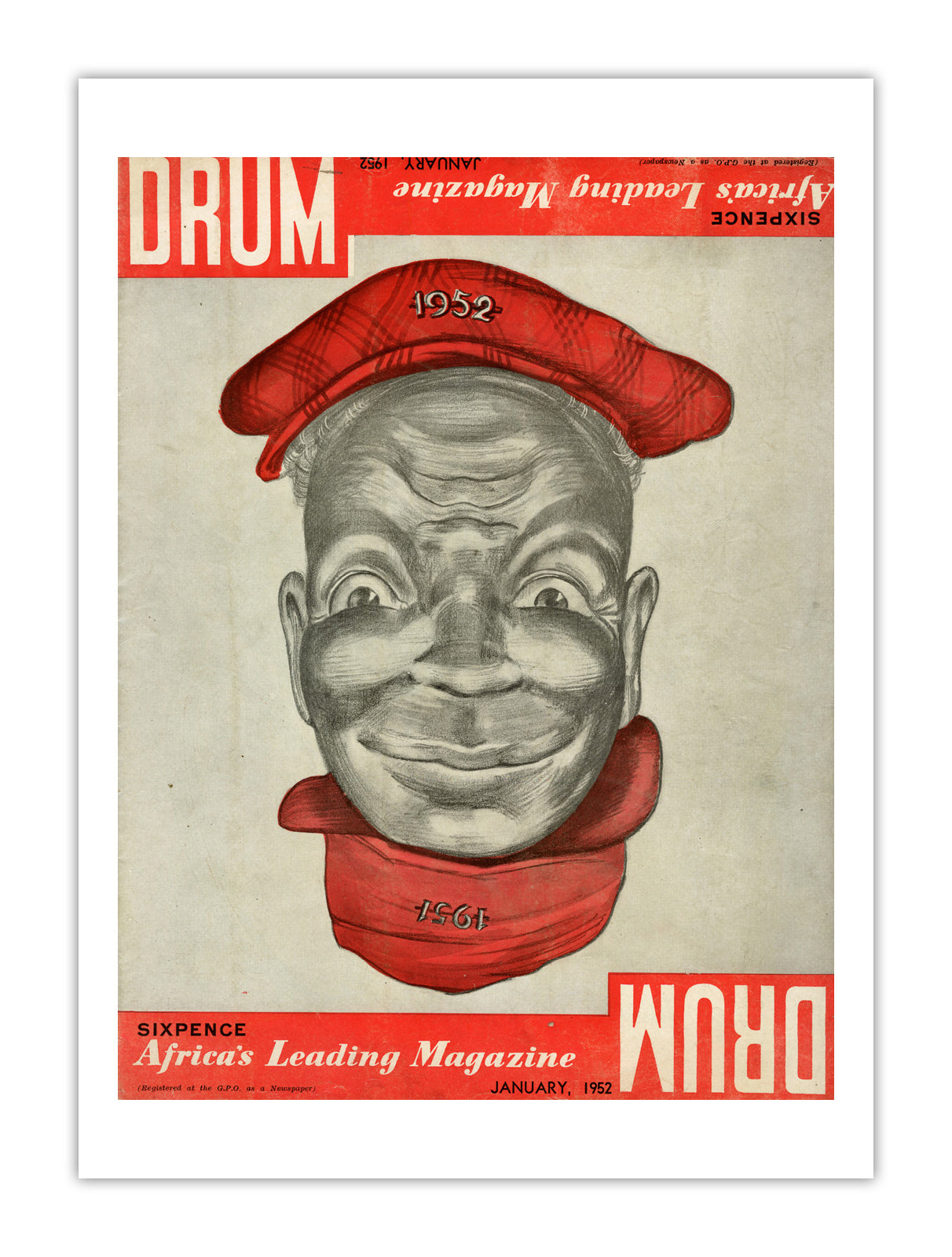 South Africa Drum Magazine cover, January 1952 – archival poster print