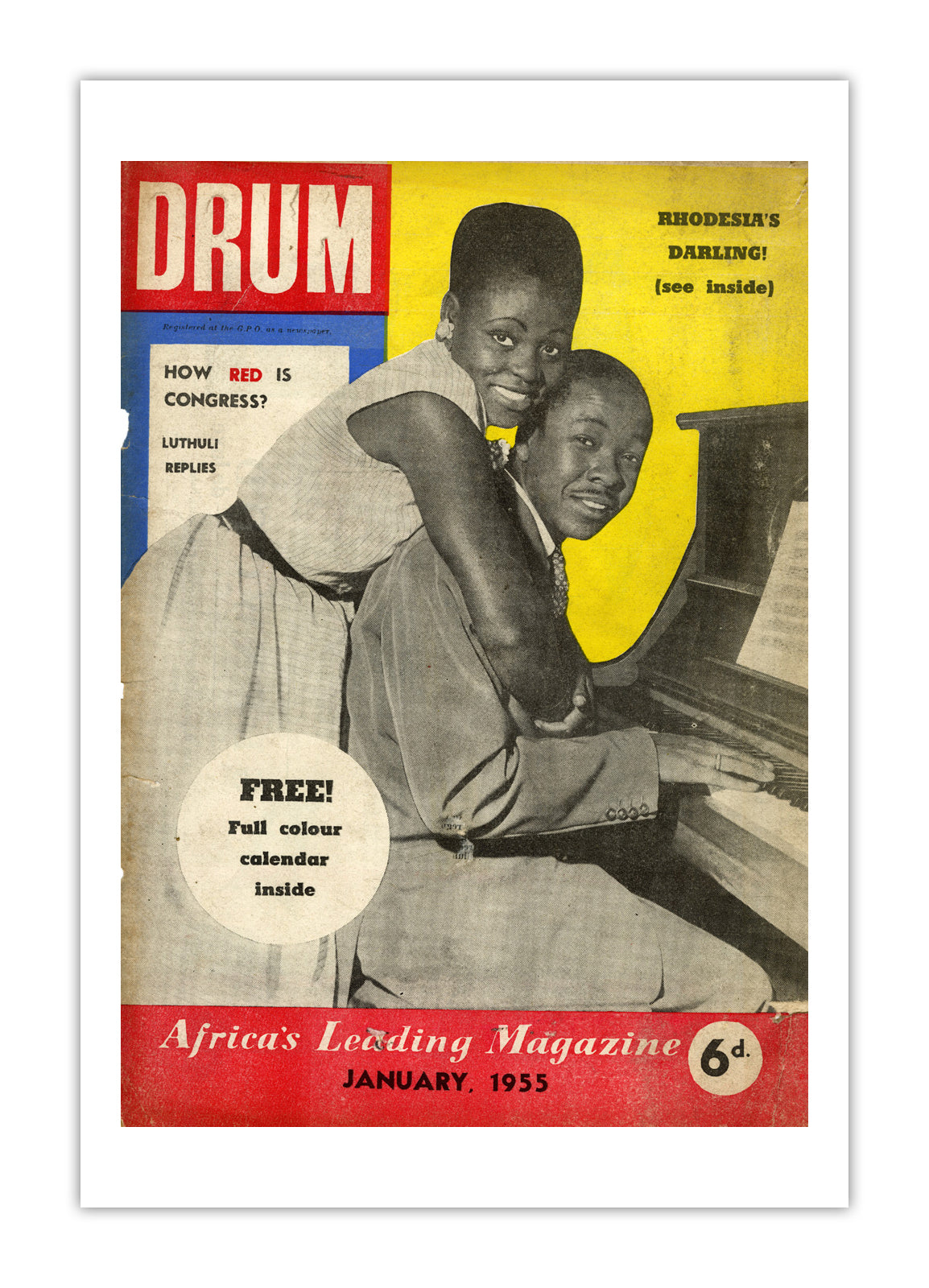 South Africa Drum Magazine cover, January 1955 – archival poster print