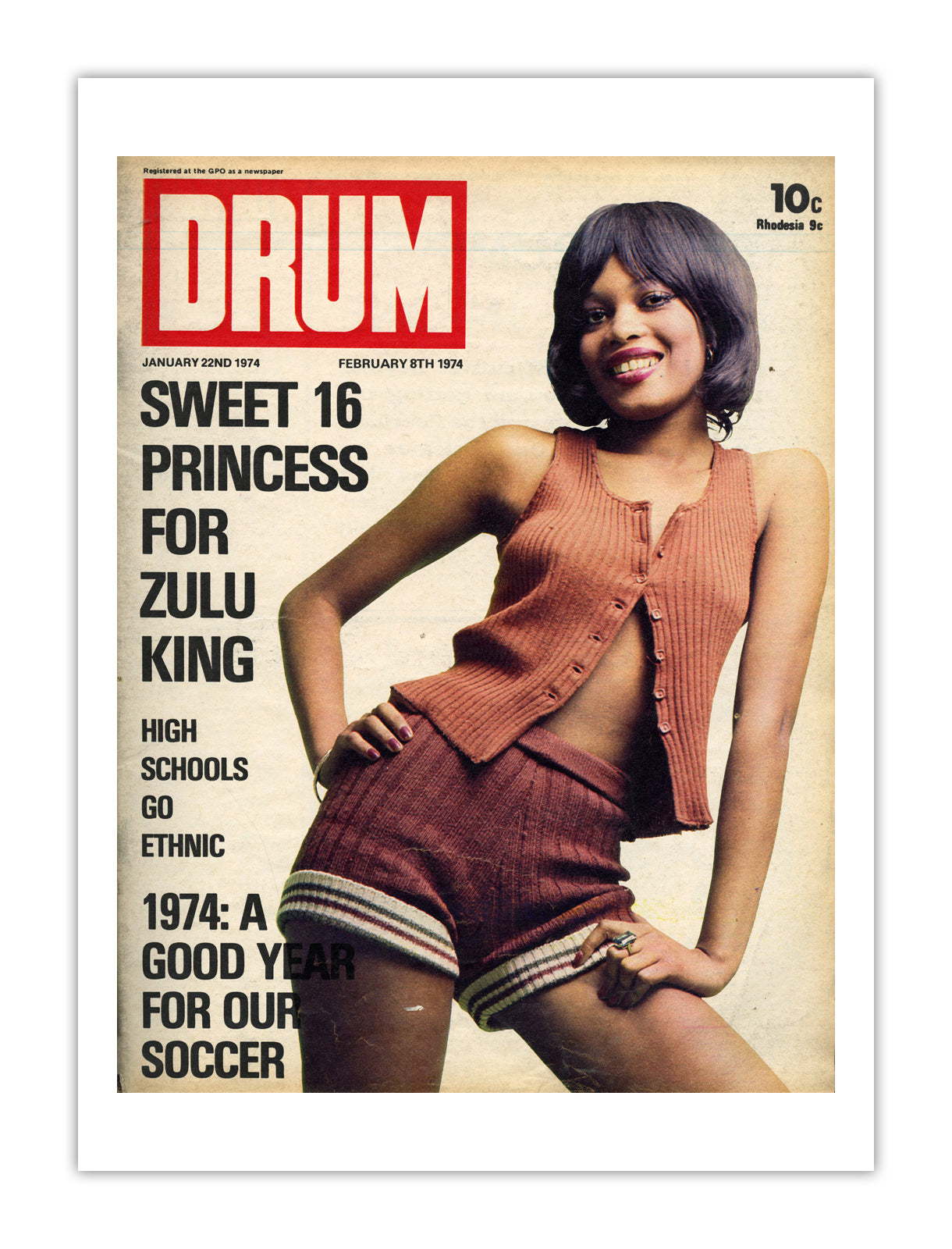 South Africa Drum Magazine cover, January 1974 – archival poster print