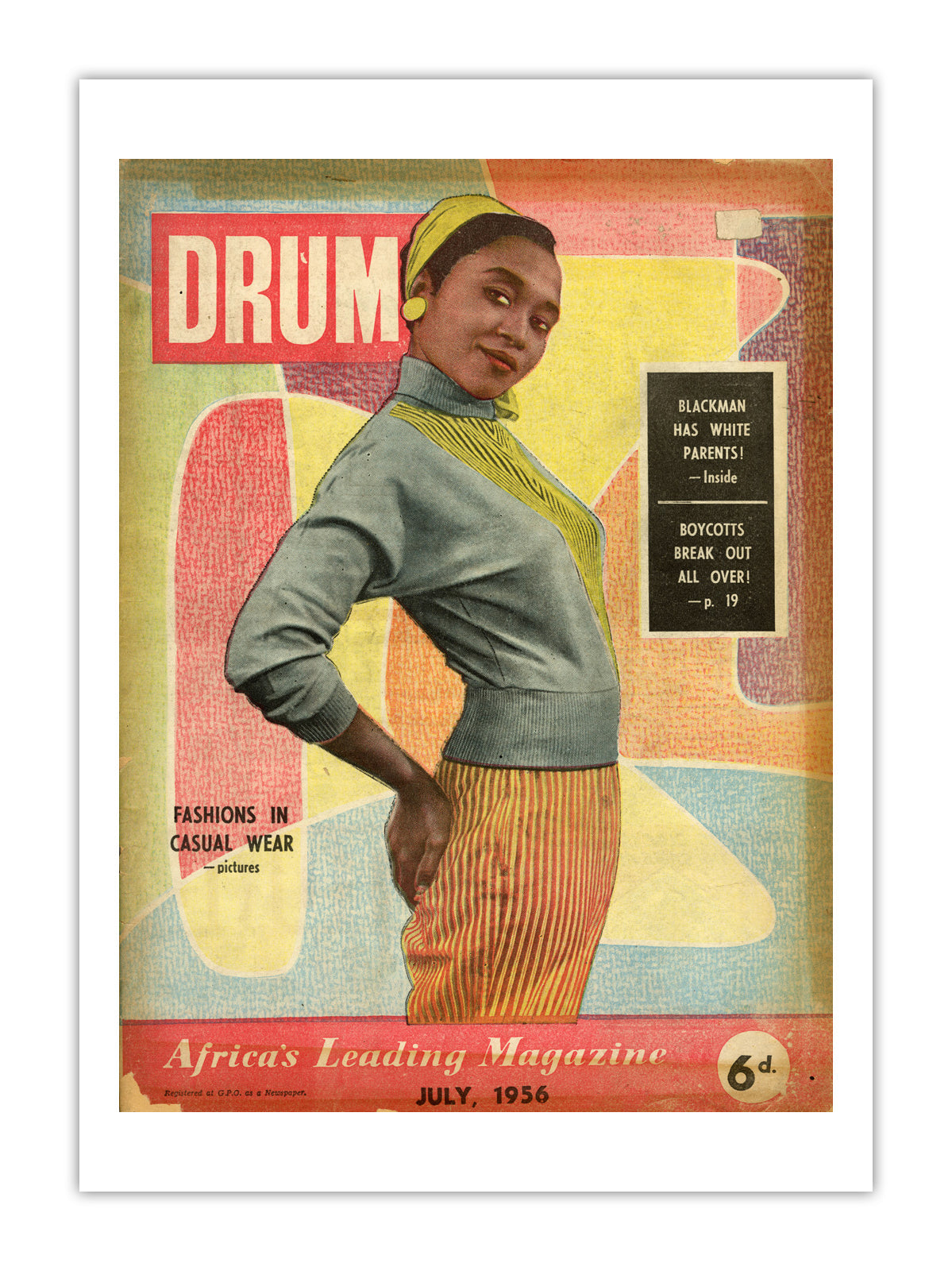 South Africa Drum Magazine cover, July 1956 – archival poster print