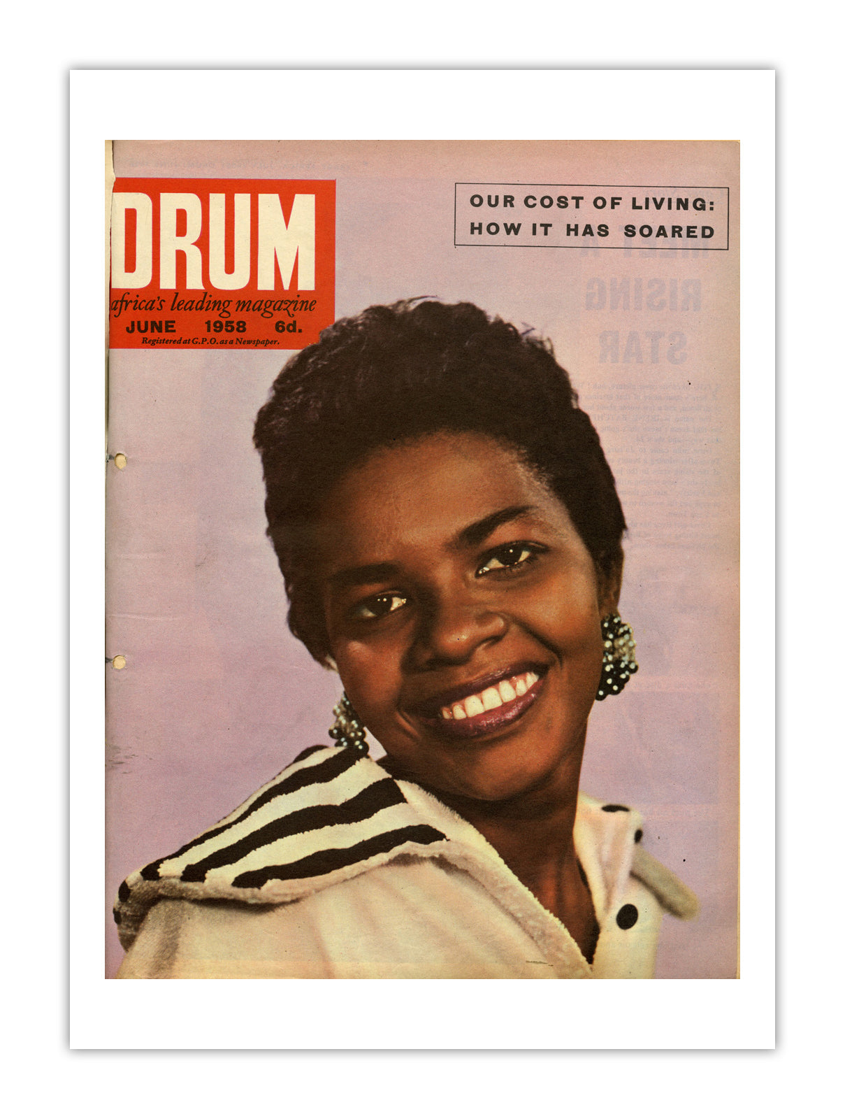South Africa Drum Magazine cover, June 1958 – archival poster print