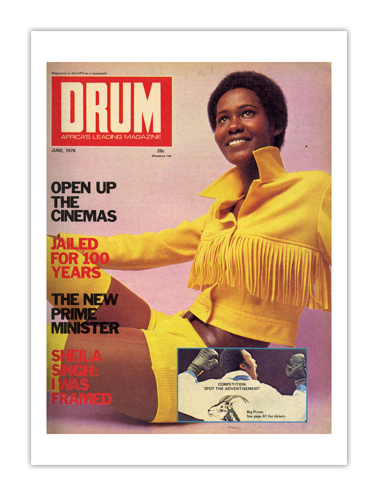 South Africa Drum Magazine cover, June 1976 – archival poster print