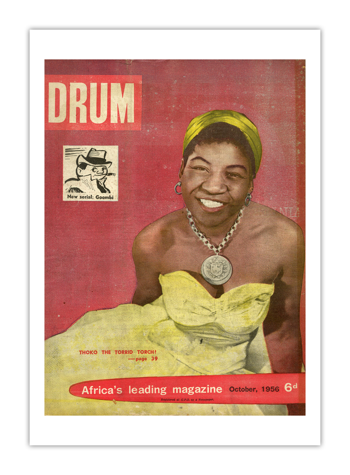 South Africa Drum Magazine cover, October 1956 – archival poster print