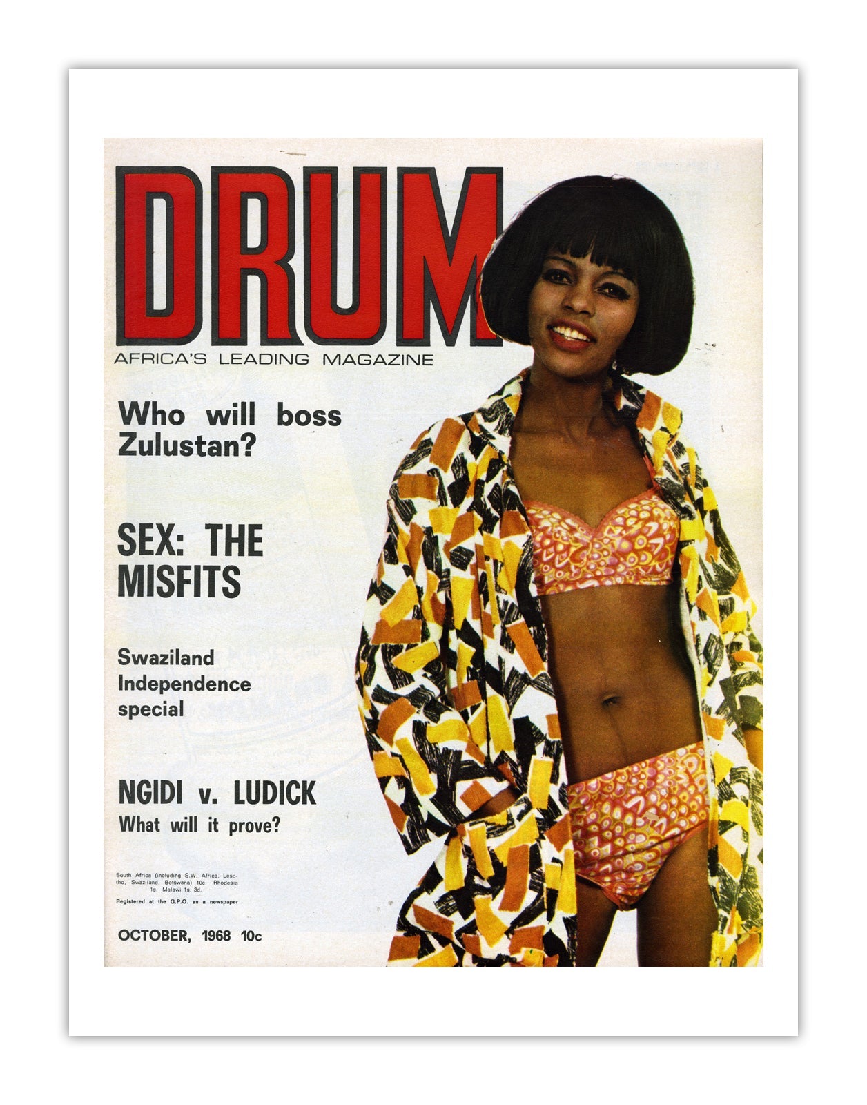 South Africa Drum Magazine cover, October 1968 – archival poster print