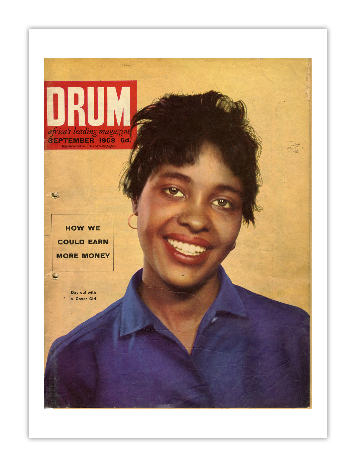 South Africa Drum Magazine cover, September 1958 – archival poster print