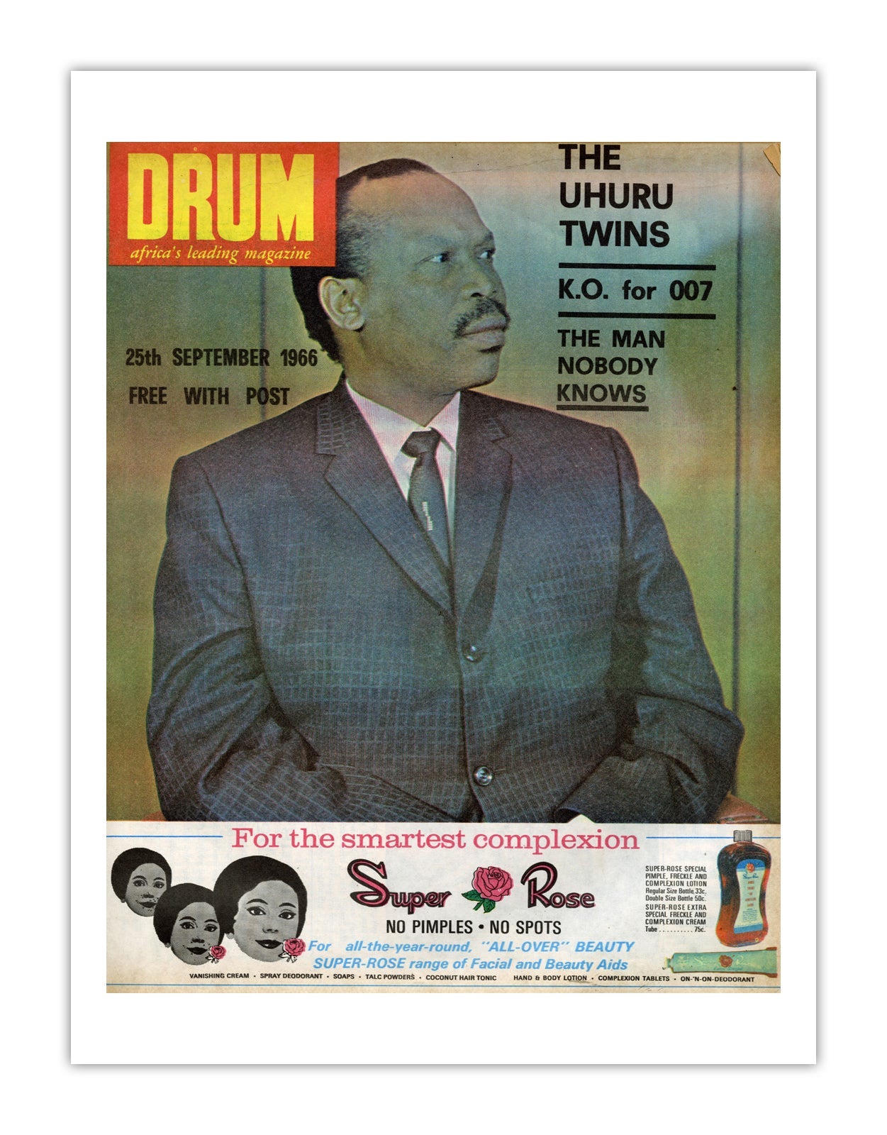 South Africa Drum Magazine cover, September 1966 – archival poster print