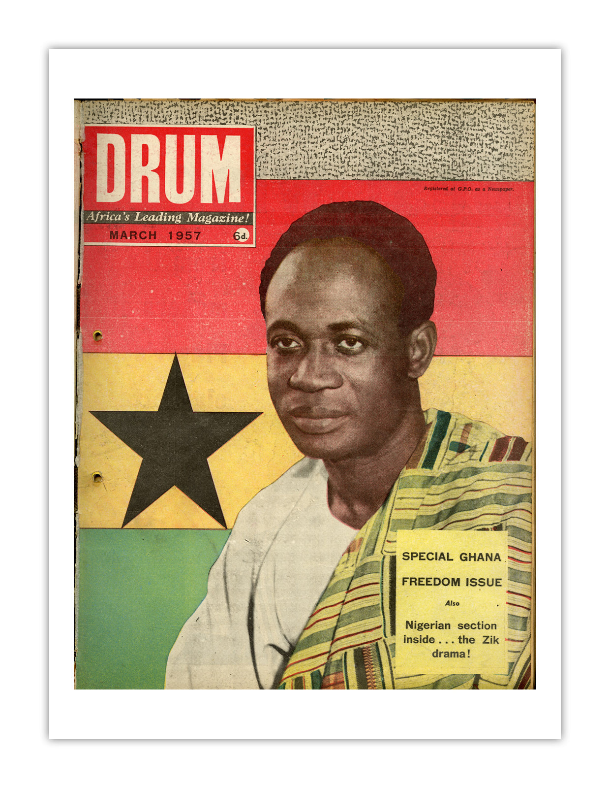 West Africa Drum Magazine cover, March 1957 – archival poster print