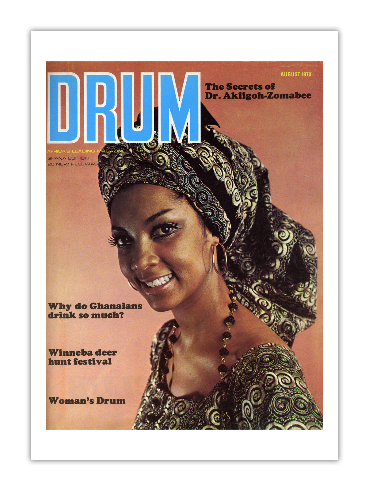 Ghana Drum Magazine cover, August 1970 – archival poster print