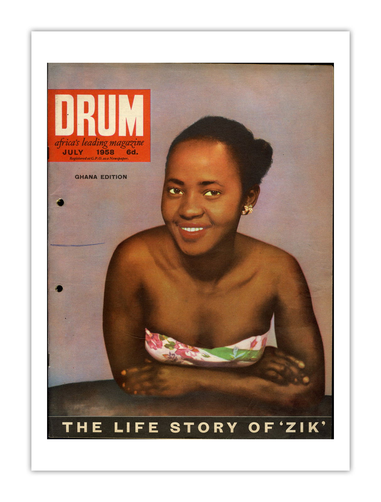 Ghana Drum Magazine cover, July 1958 – archival poster print