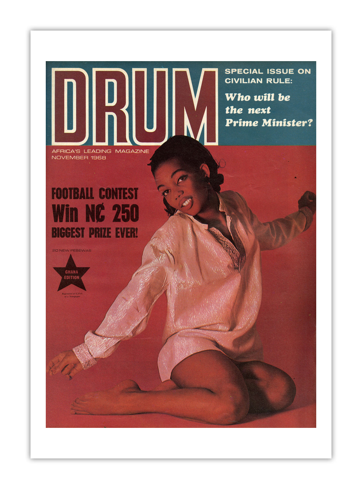 Ghana Drum Magazine cover, November 1968 – archival poster print