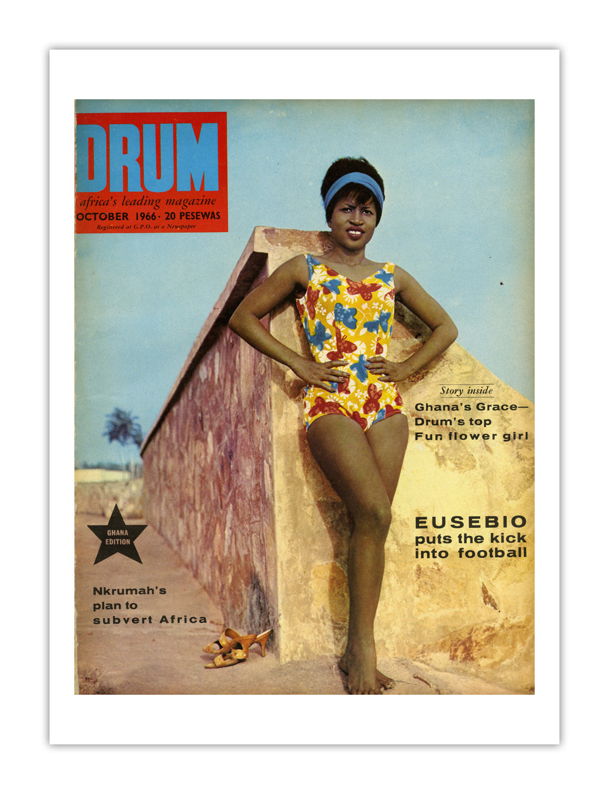 Ghana Drum Magazine cover, October 1966 – archival poster print