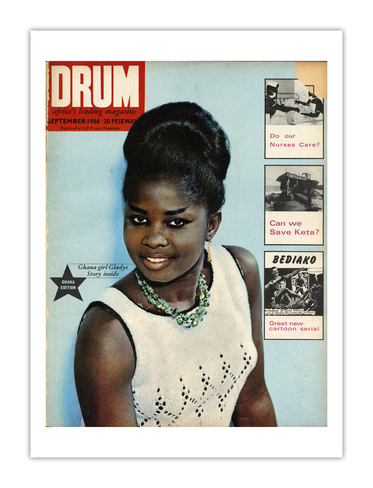 Ghana Drum Magazine cover, September 1966 – archival poster print