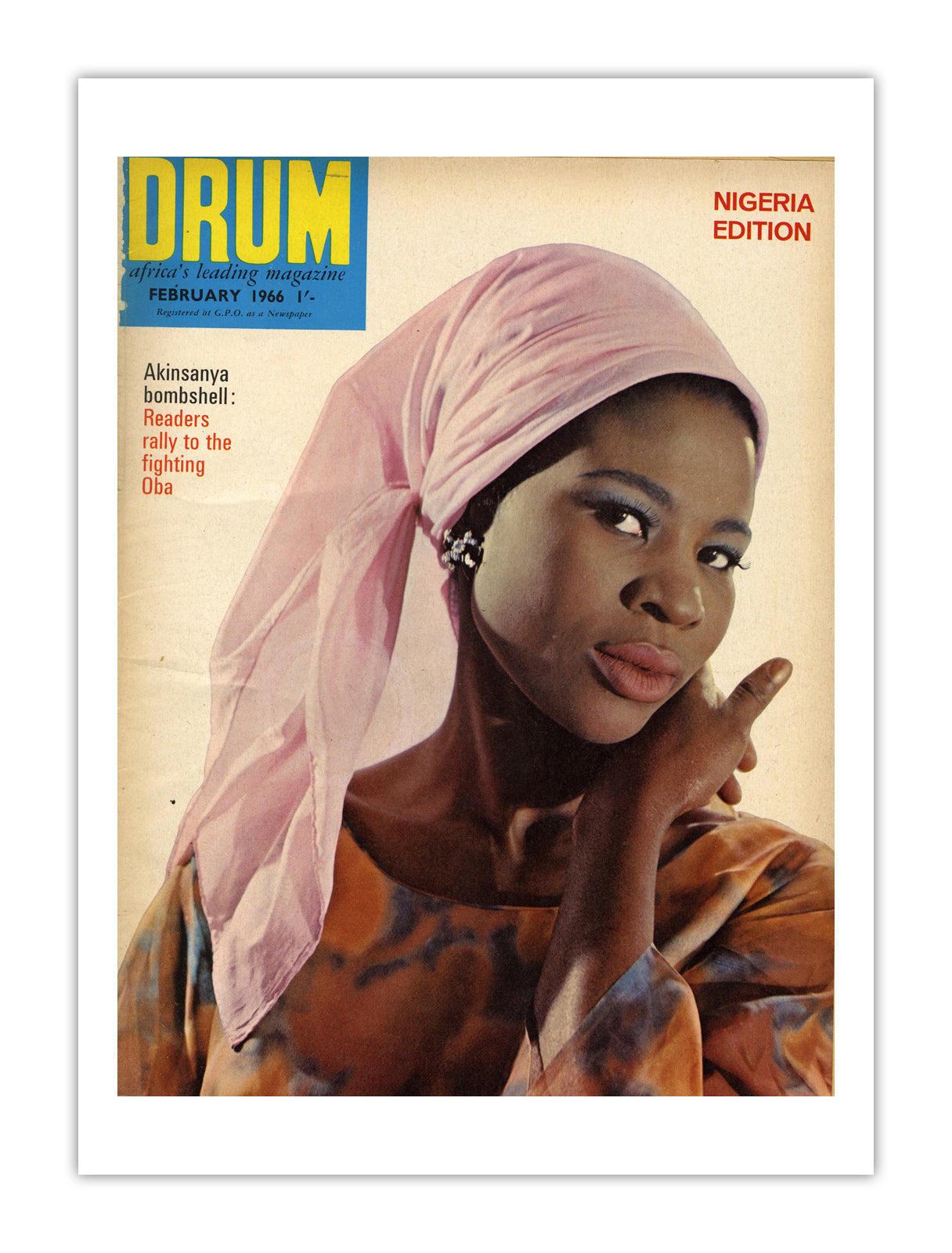 Nigeria Drum Magazine cover, February 1966 – archival poster print