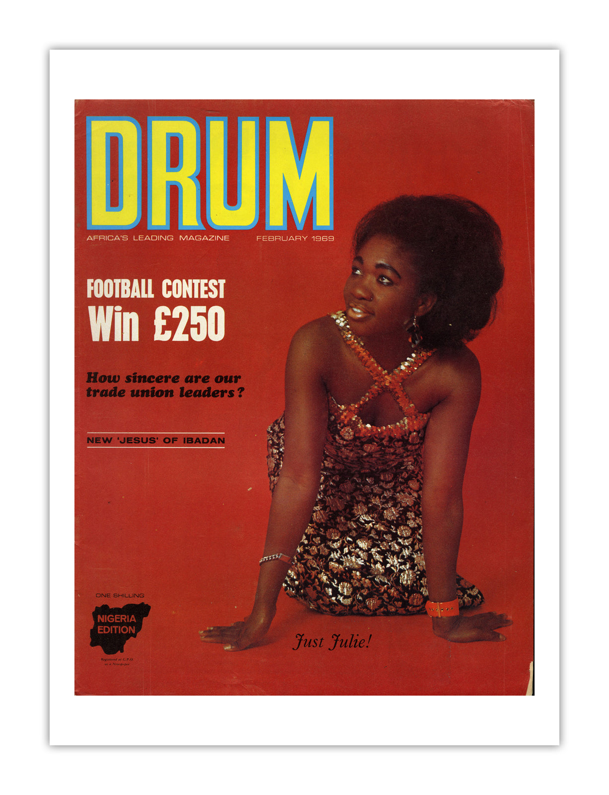 Nigeria Drum Magazine cover, February 1969 – archival poster print