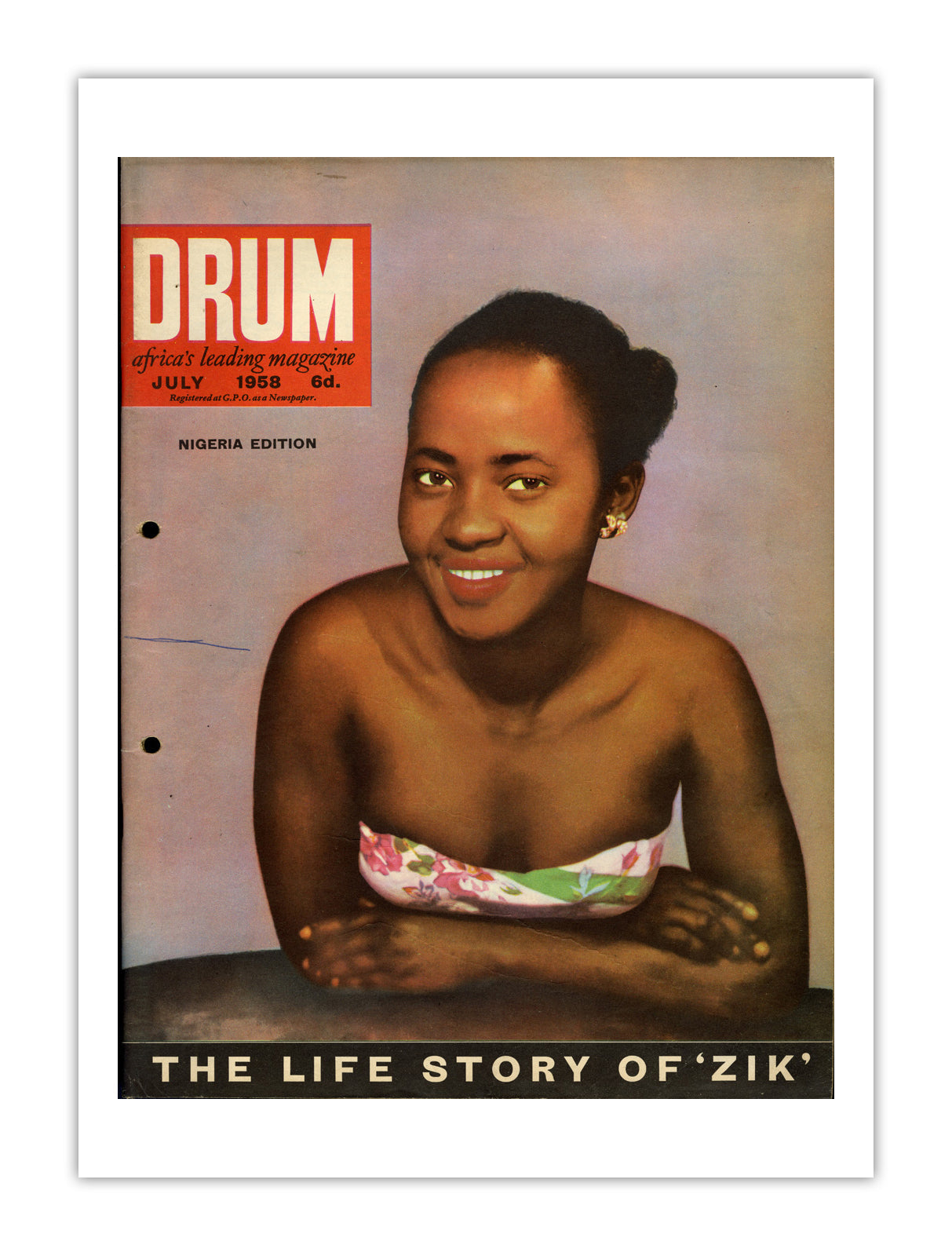 Nigeria Drum Magazine cover, July 1958 – archival poster print