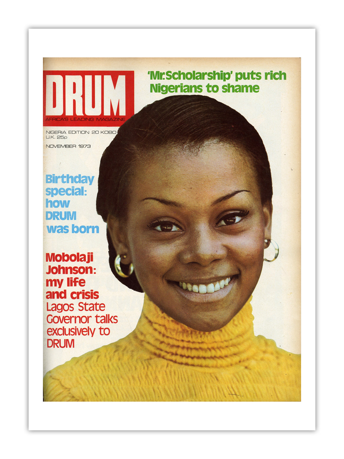 Nigeria Drum Magazine cover, November 1973 – archival poster print