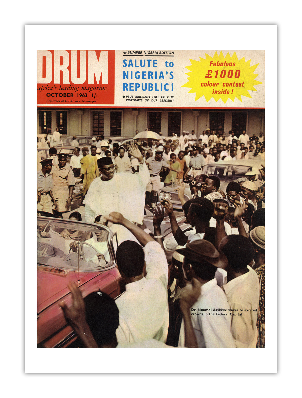 Nigeria Drum Magazine cover, October 1963 – archival poster print