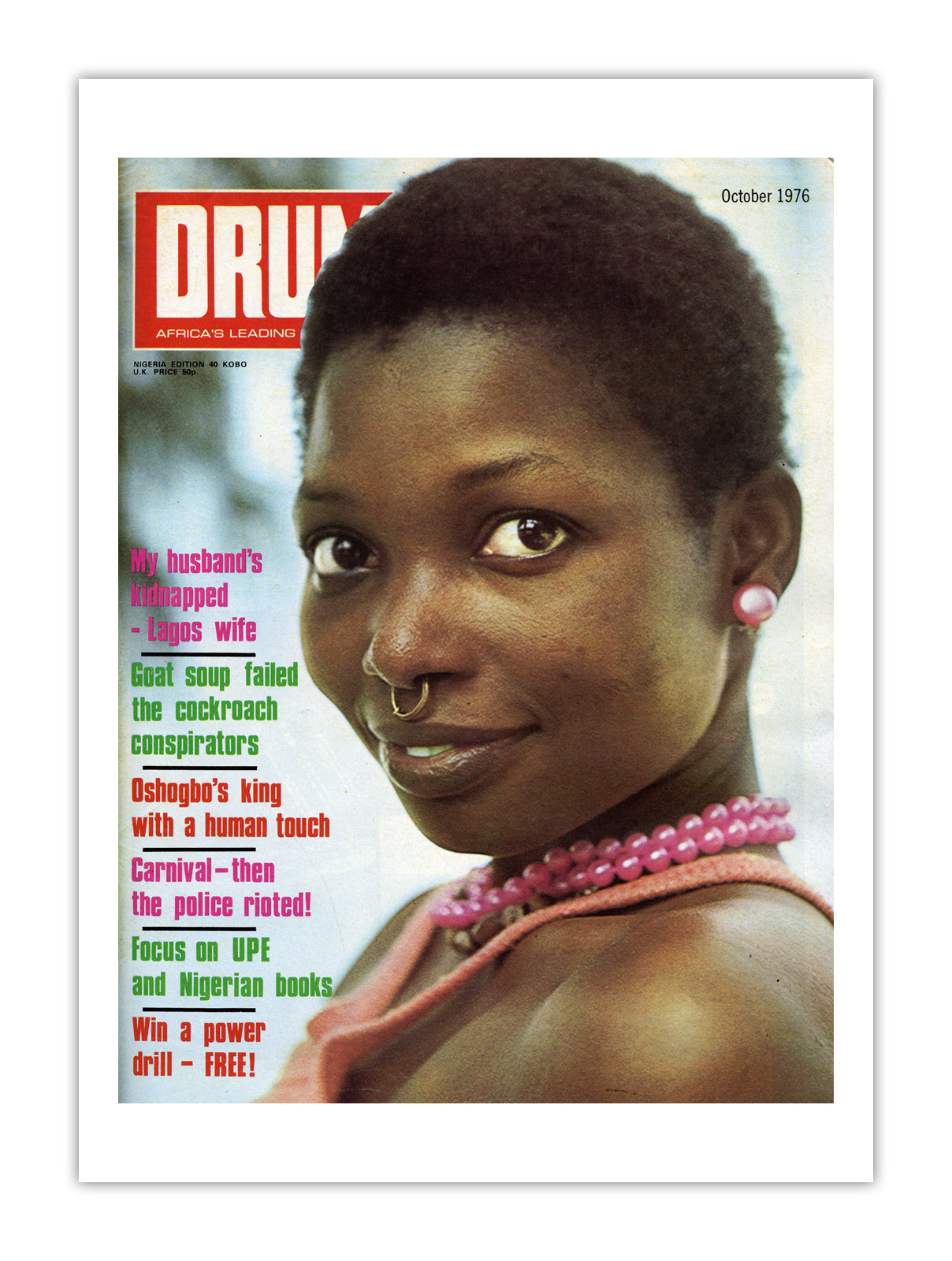 Nigeria Drum Magazine cover, October 1976 – archival poster print