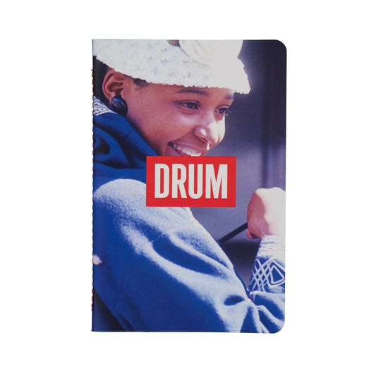 Softcover notebook of Winnie Mandela with DRUM logo.