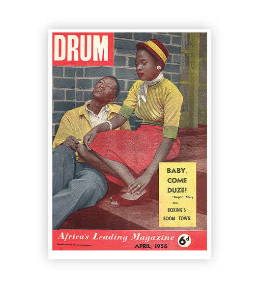 Vintage magazine cover featuring two people sitting on steps with text and graphics.