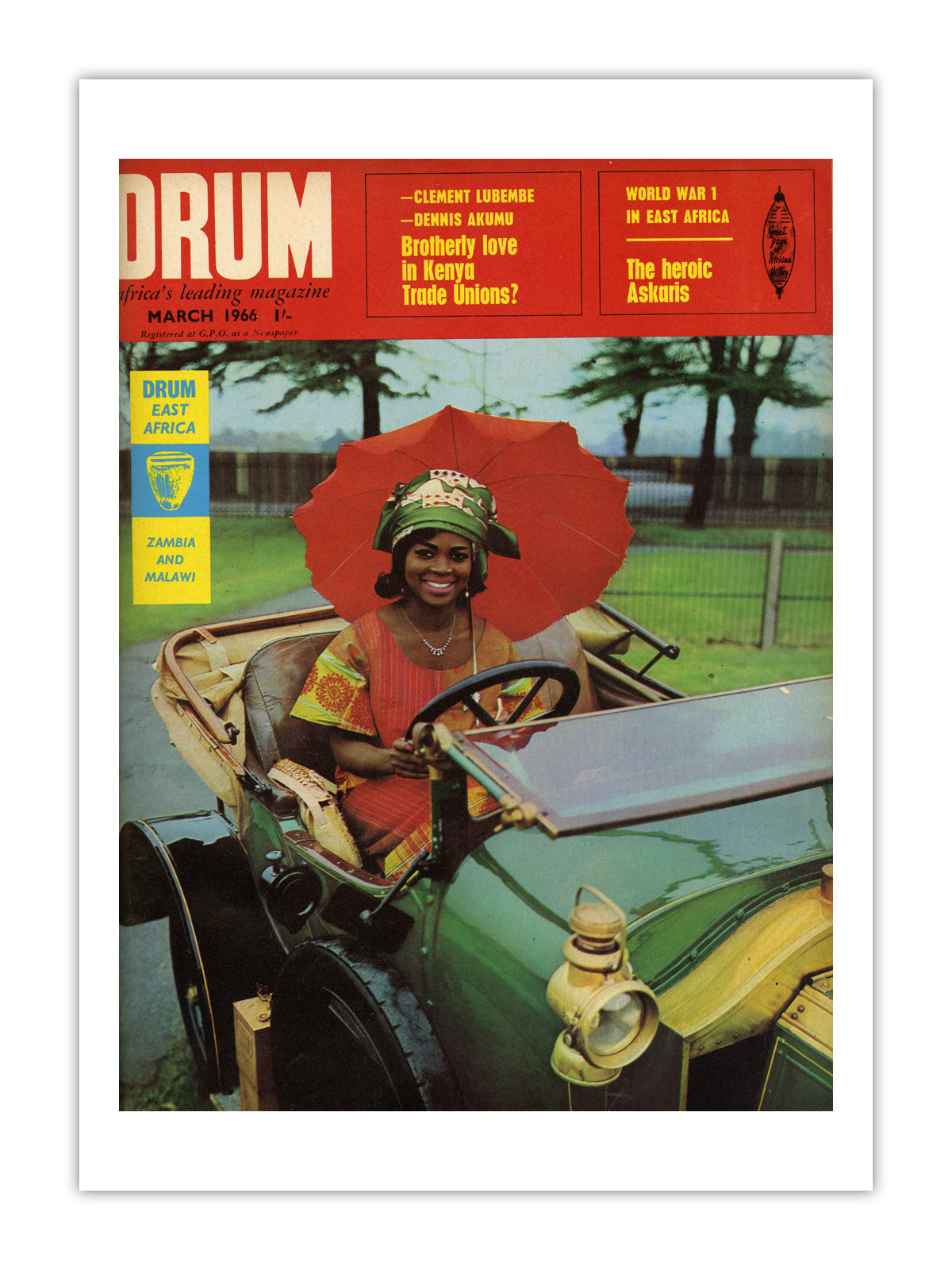 East Africa Drum Magazine cover, March 1966 – archival poster print