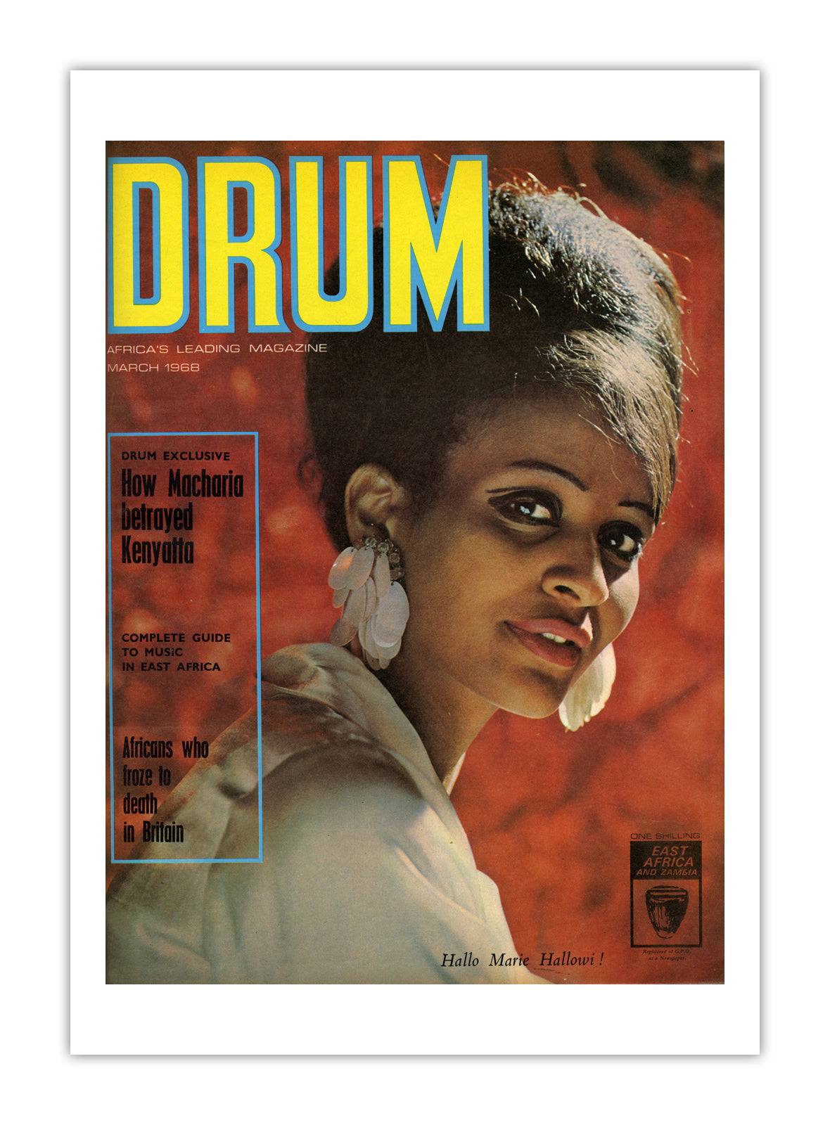 East Africa Drum Magazine cover, March 1968 – archival poster print