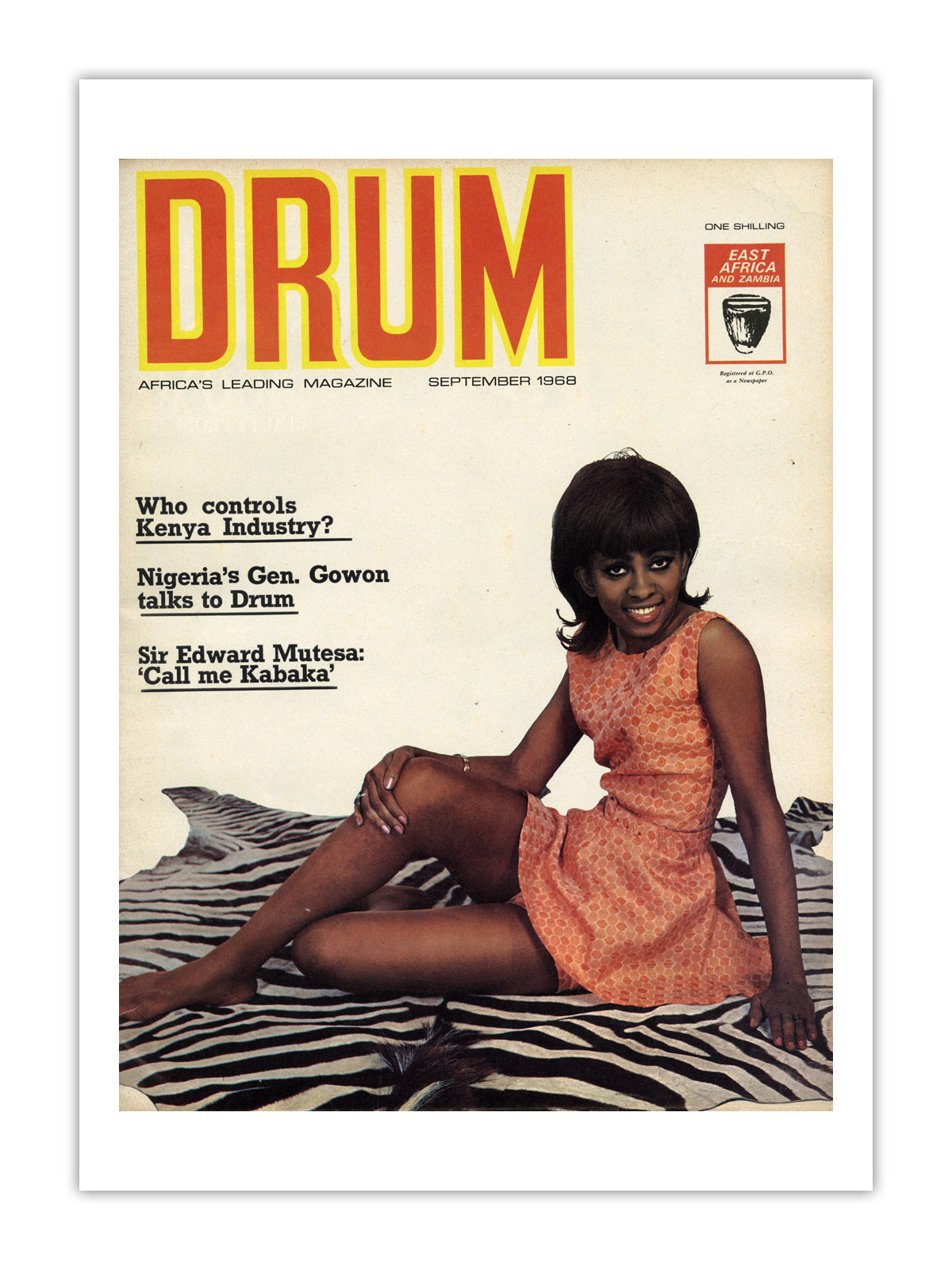East Africa Drum Magazine cover, September 1968 – archival poster print