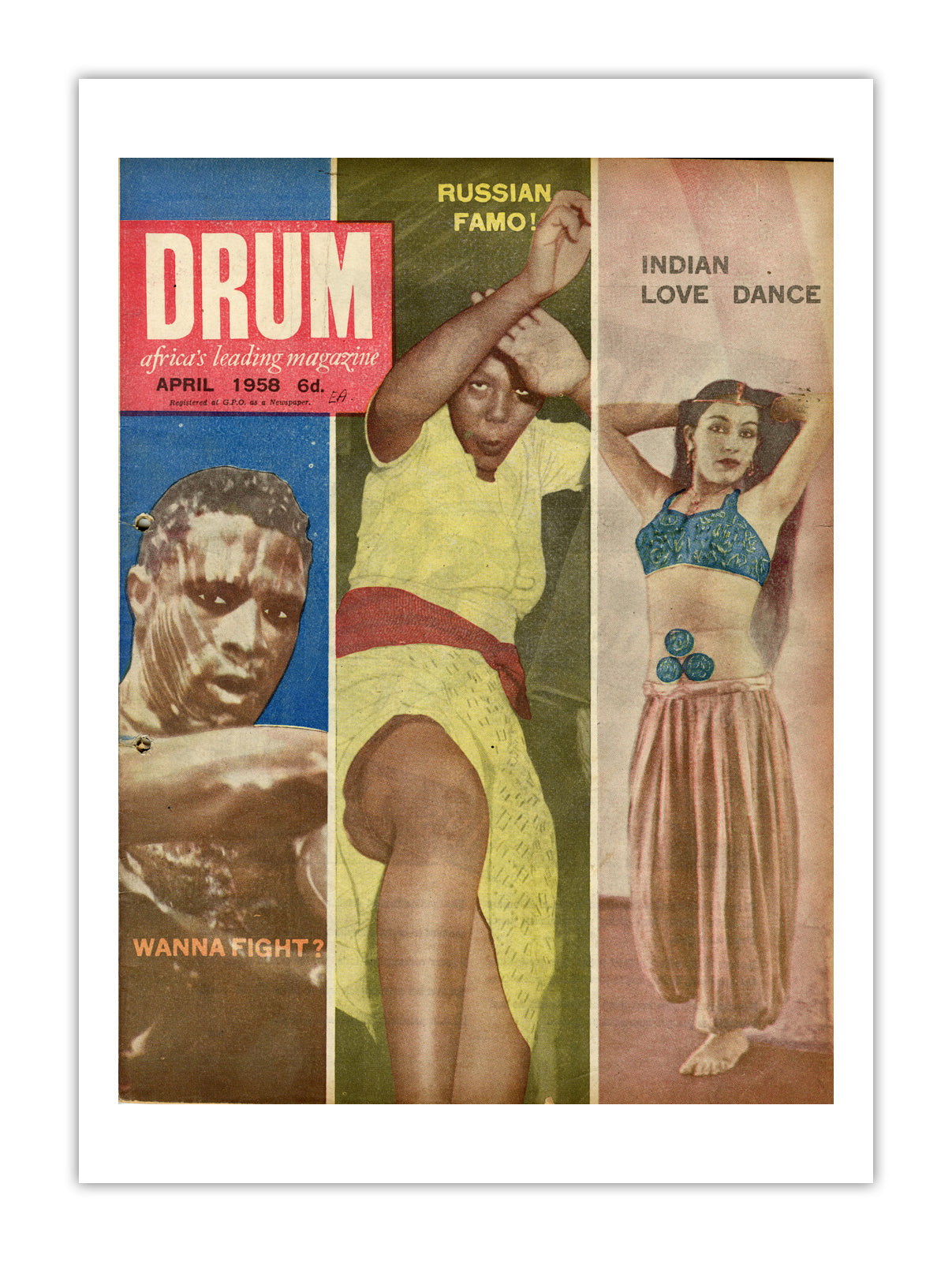 South Africa Drum Magazine cover, April 1958 – archival poster print