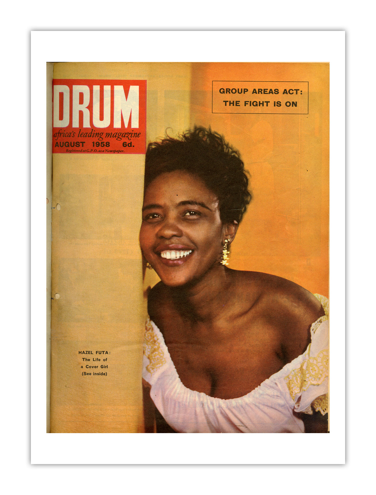 South Africa Drum Magazine cover, August 1958 – archival poster print