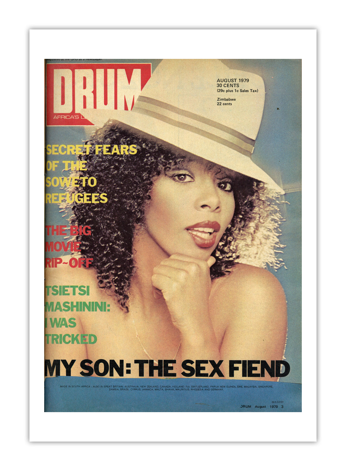 South Africa Drum Magazine cover, August 1979 – archival poster print