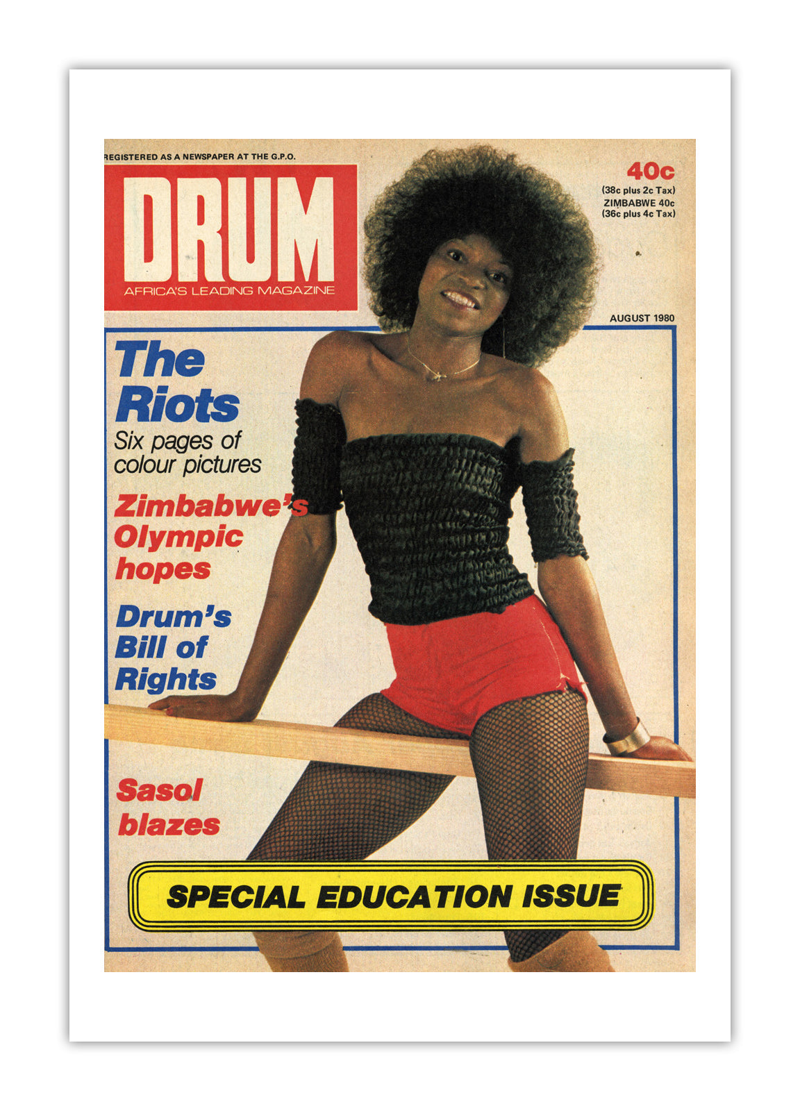 South Africa Drum Magazine cover, August 1980 – archival poster print