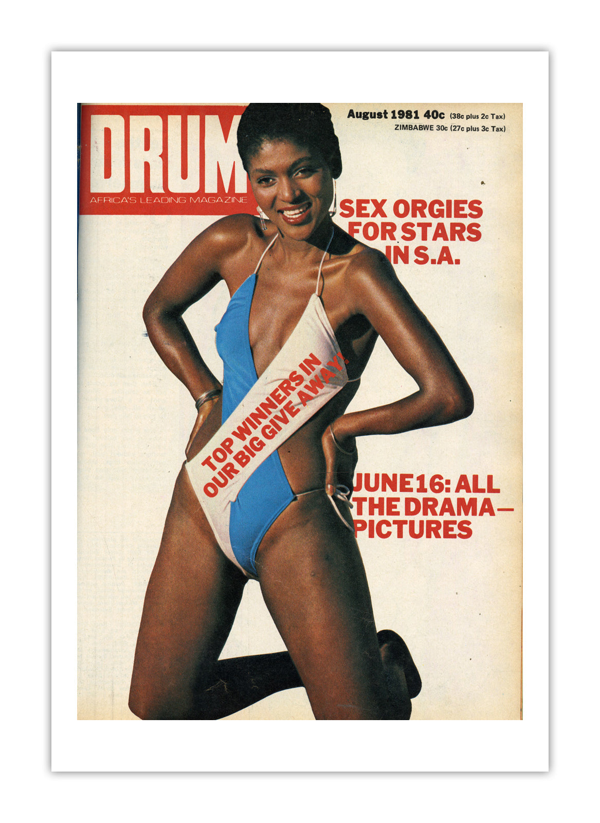 South Africa Drum Magazine cover, August 1981 – archival poster print