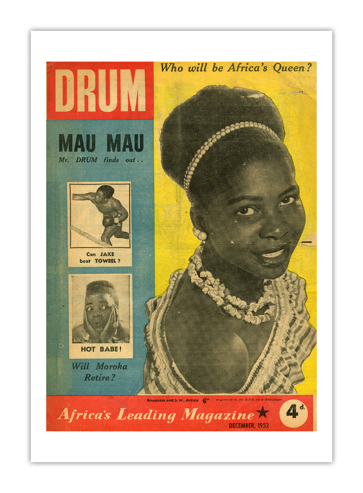 South Africa Drum Magazine cover, December 1952 – archival poster print
