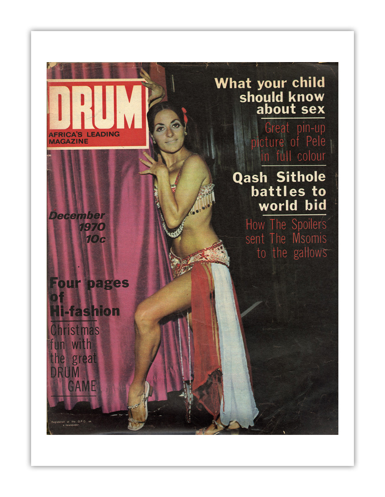 South Africa Drum Magazine cover, December 1970 – archival poster print