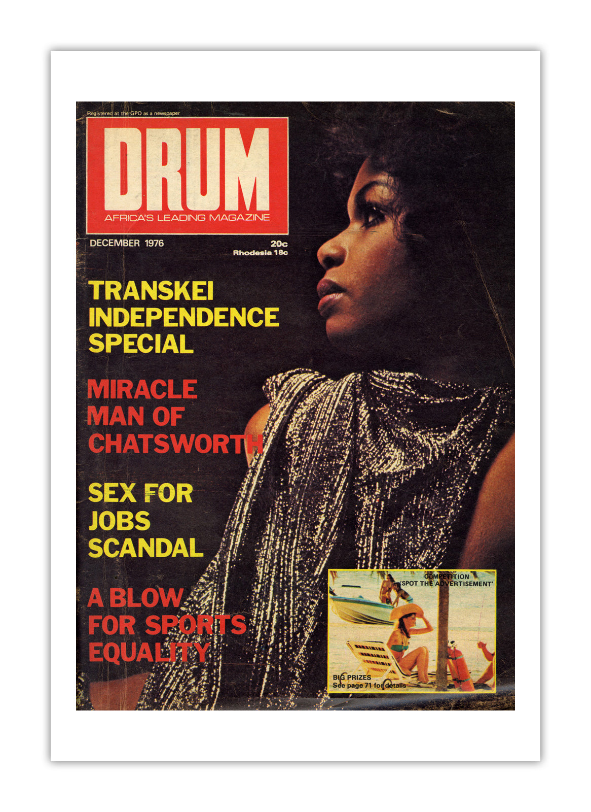 South Africa Drum Magazine cover, December 1976 – archival poster print
