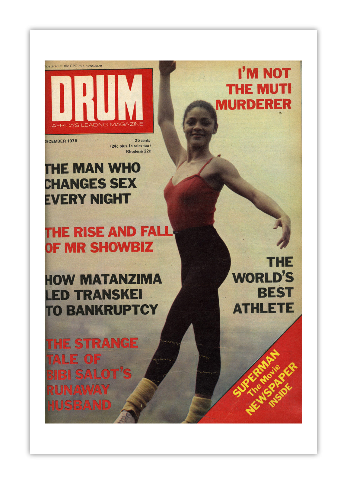 South Africa Drum Magazine cover, December 1978 – archival poster print