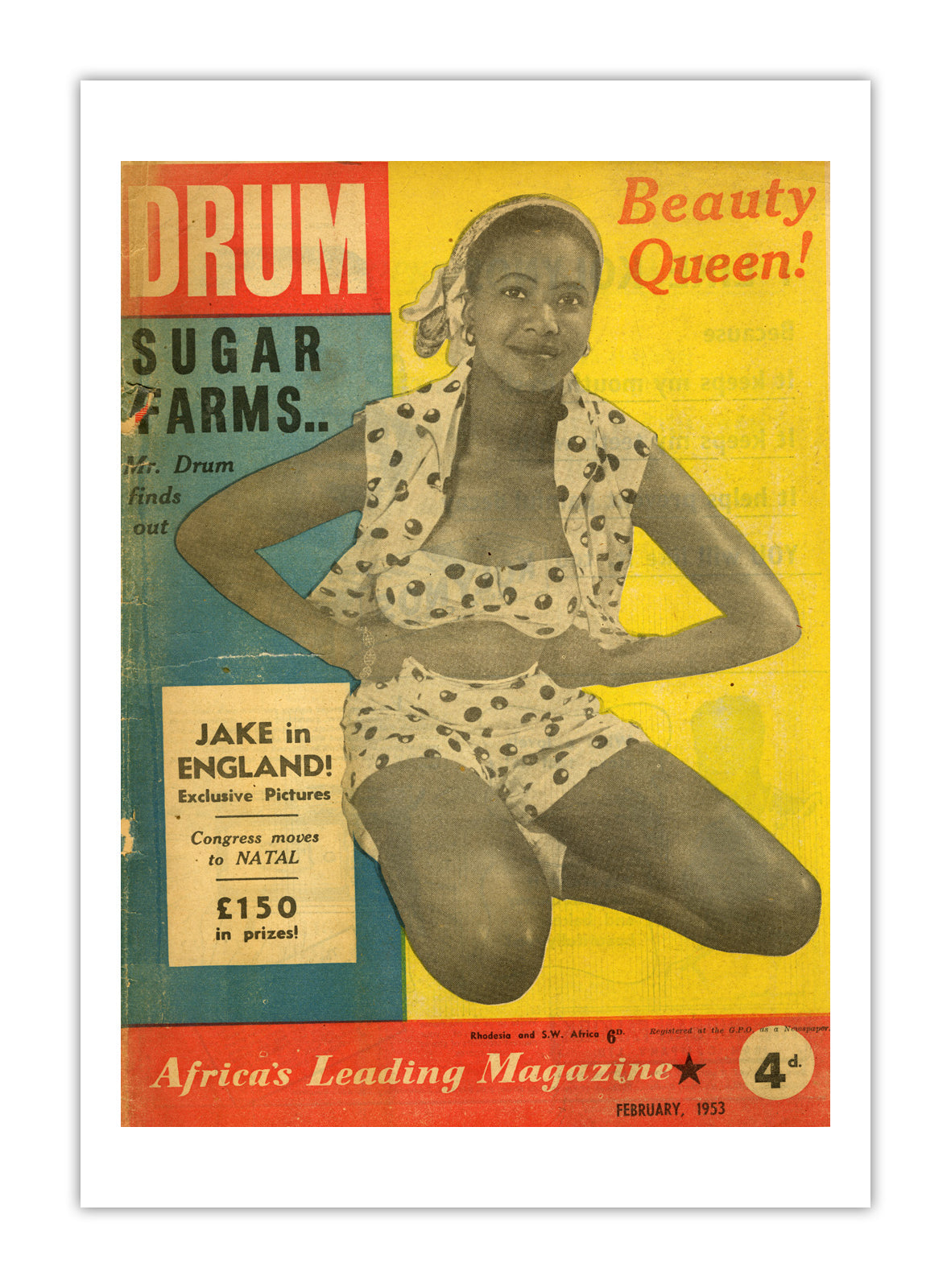 South Africa Drum Magazine cover, February 1953 – archival poster print