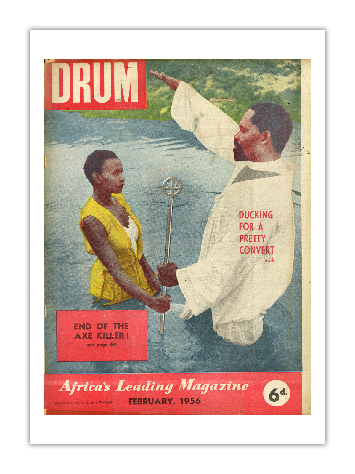 South Africa Drum Magazine cover, February 1956 – archival poster print
