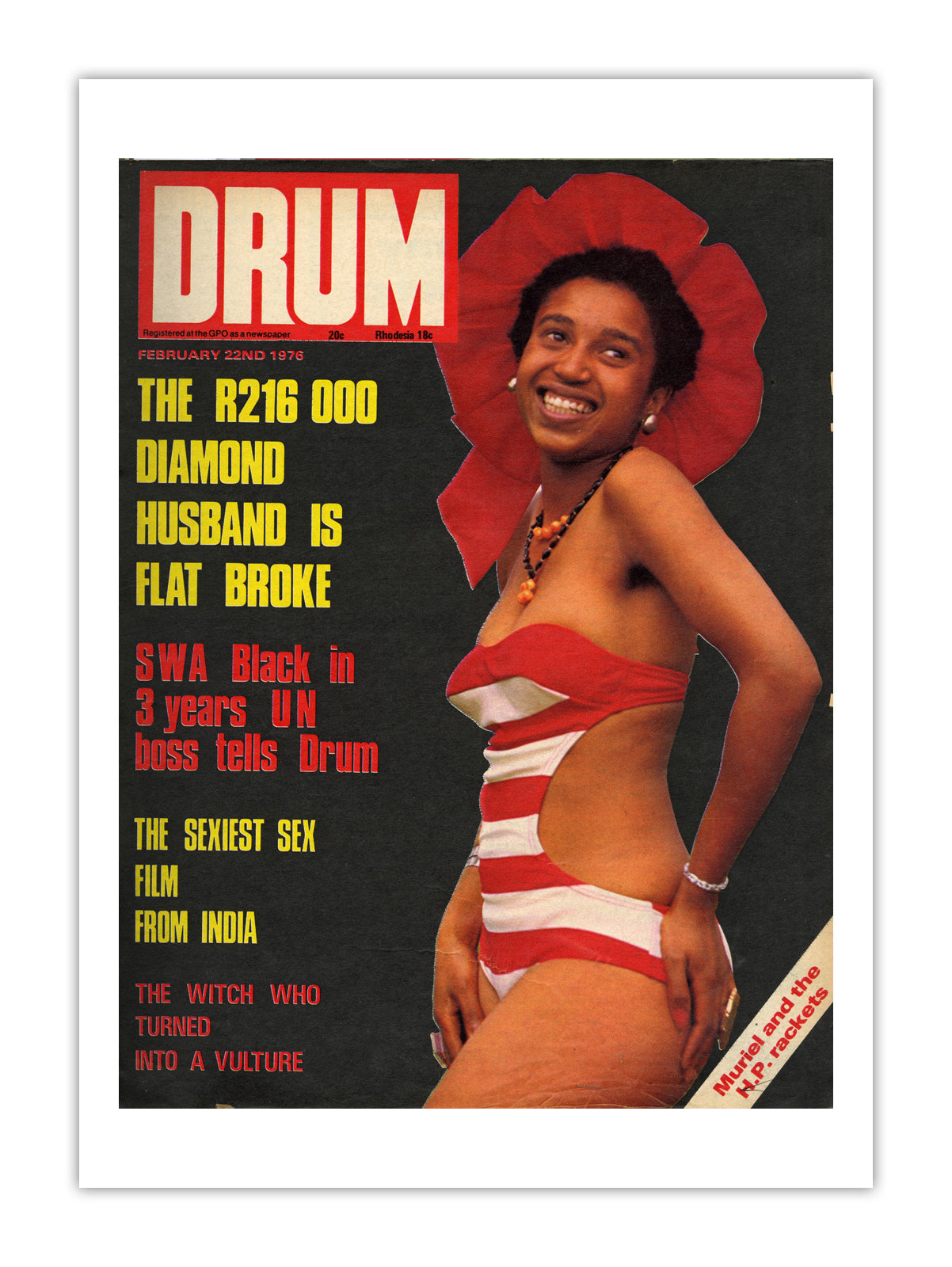 South Africa Drum Magazine cover, February 1976 – archival poster print