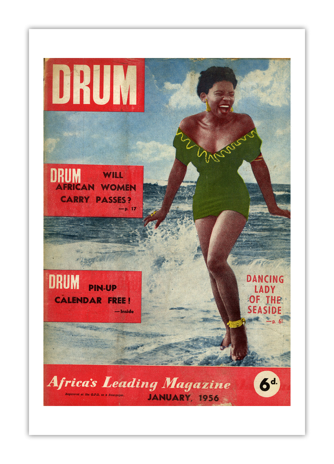 South Africa Drum Magazine cover, January 1956 – archival poster print