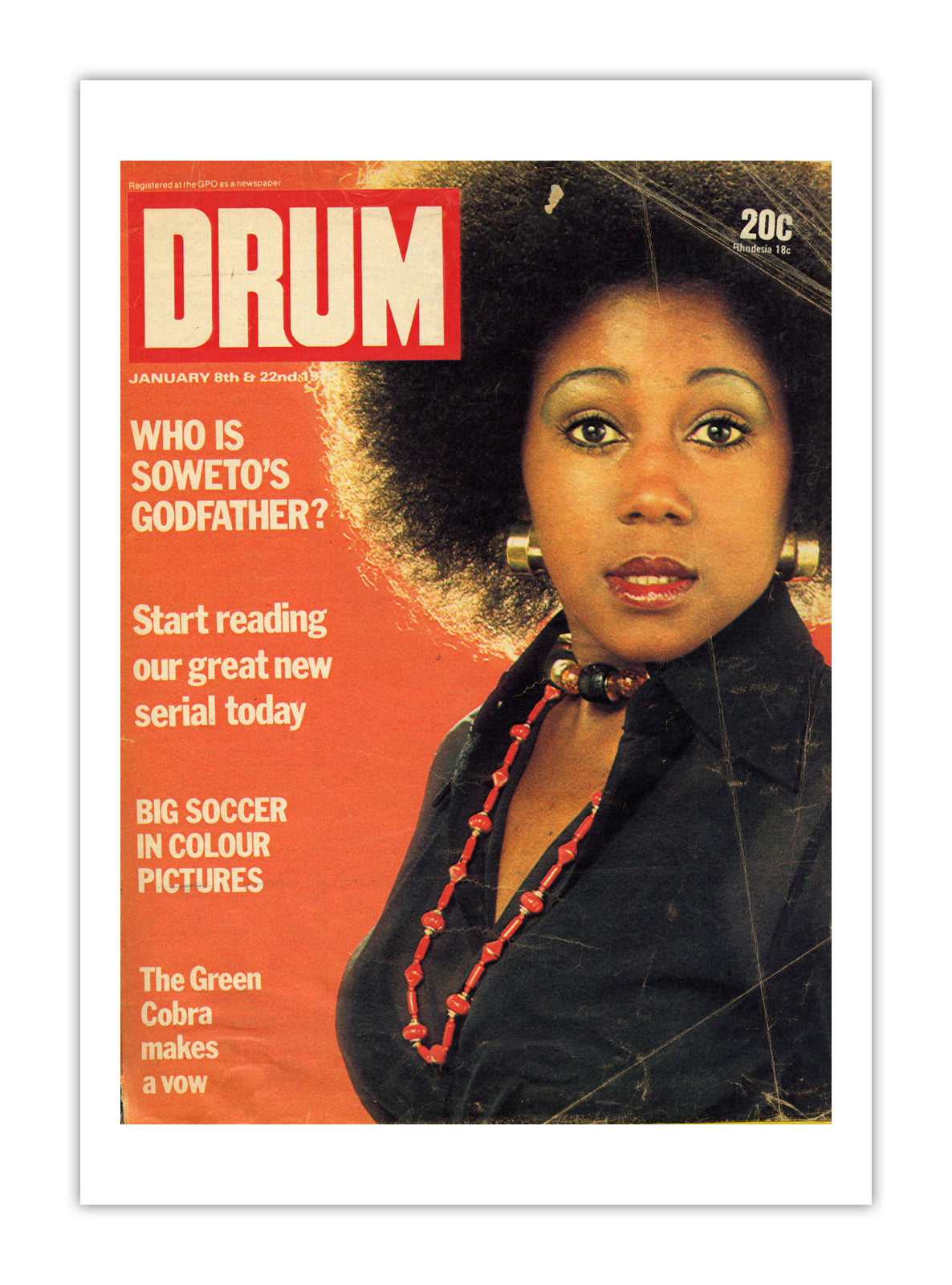 South Africa Drum Magazine cover, January 1976 – archival poster print