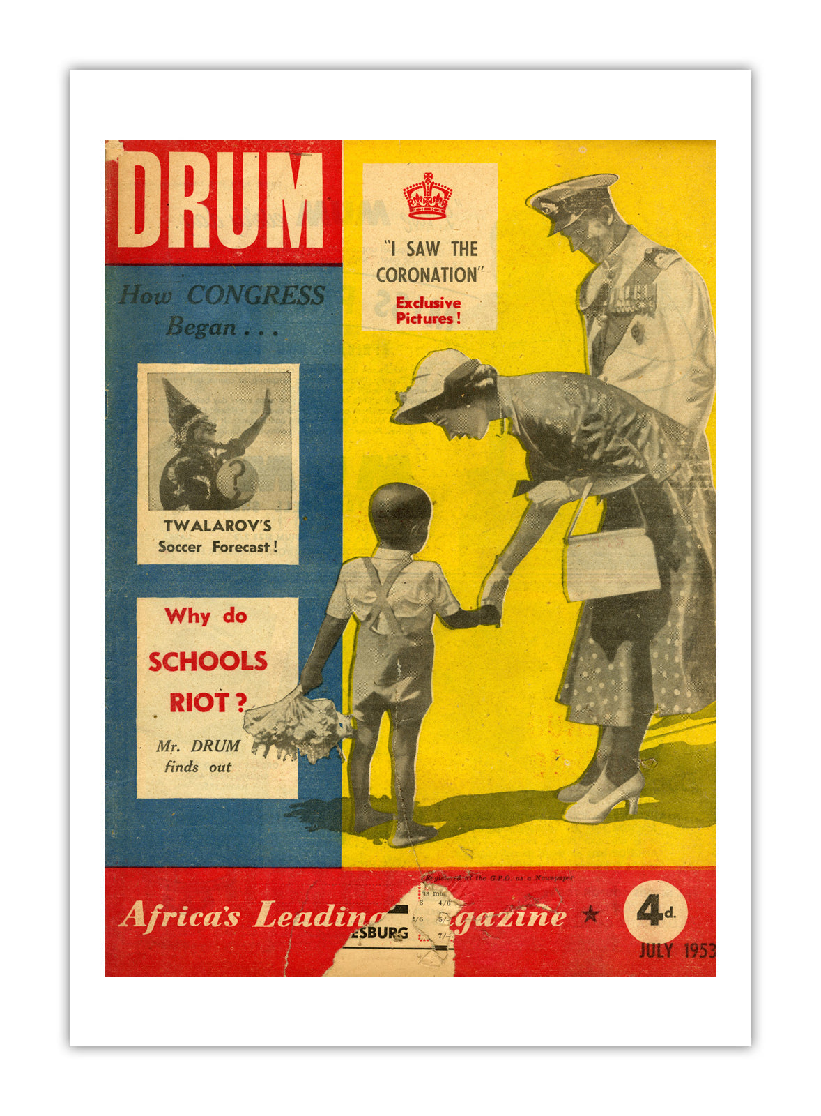 South Africa Drum Magazine cover, July 1953 – archival poster print